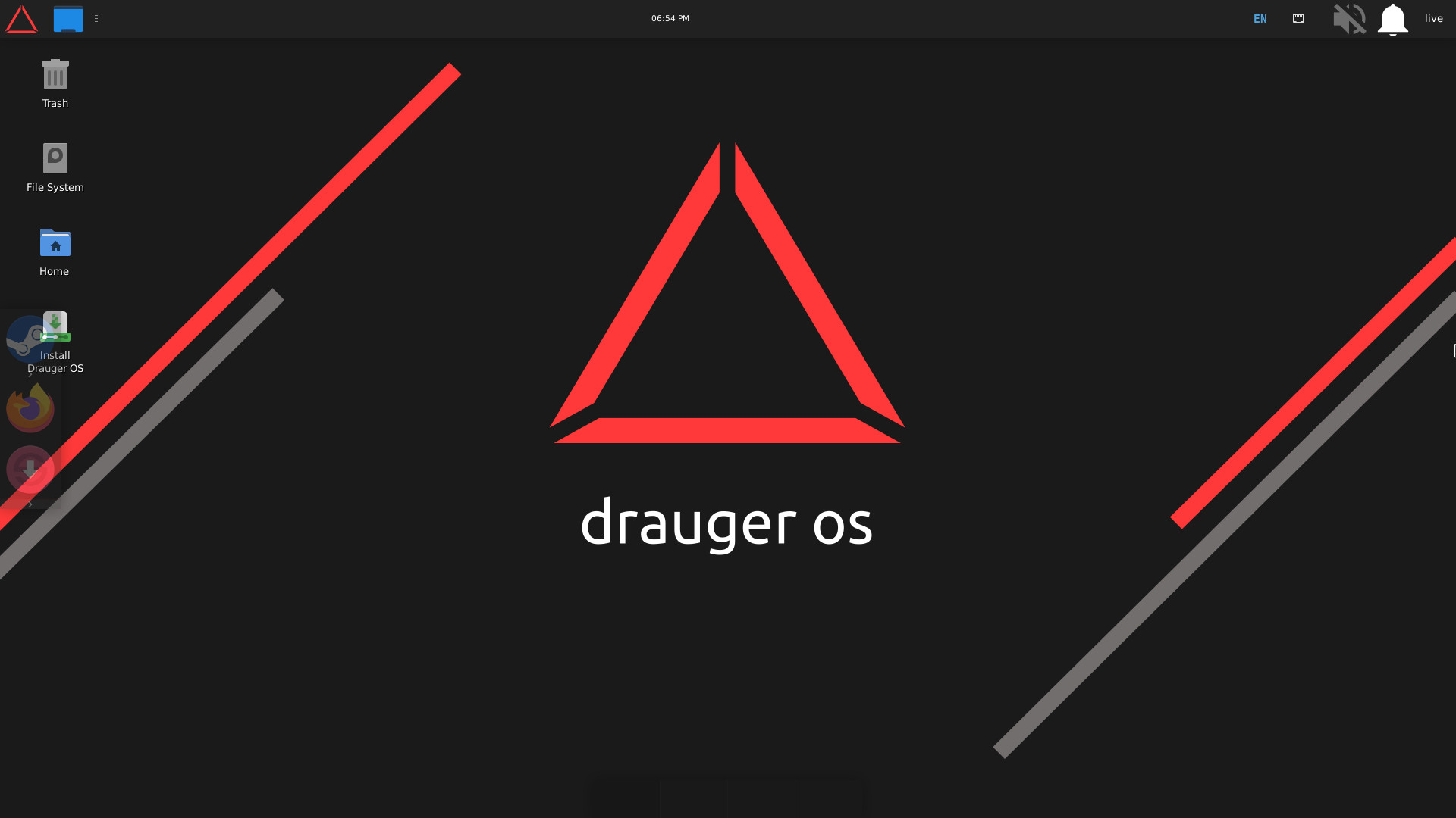 A Preview of the DraugerOS Desktop.